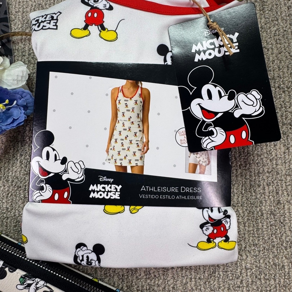 Disney Mickey Mouse Athleisure Dress M Mickey & Co Wallet Floral Ears Bundle NWT - Picture 2 of 12